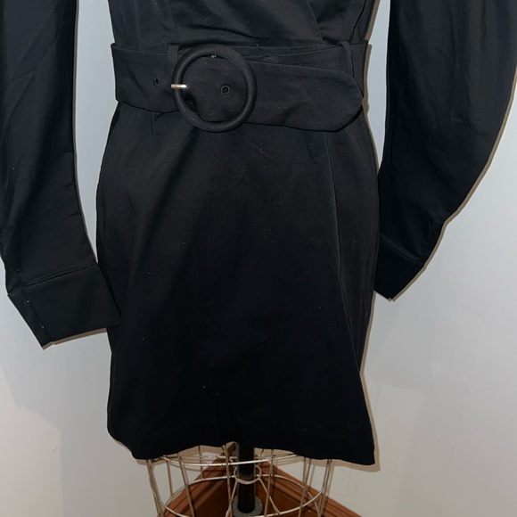 & Other Stories 3/4 Length Longsleeve Puff Shoulders V-Neck Belted Dress 8 NWT - Picture 3 of 7